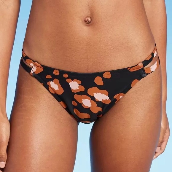Shade & Shore Strappy Side Cheeky Bikini Bottom Animal Print - Picture 1 of 6